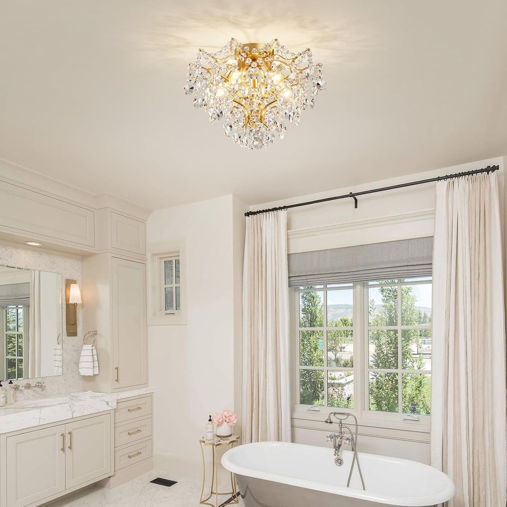 WUZUPS 5-Light Crystal Chandelier Flushmount Ceiling Light Modern Lighting Fi...