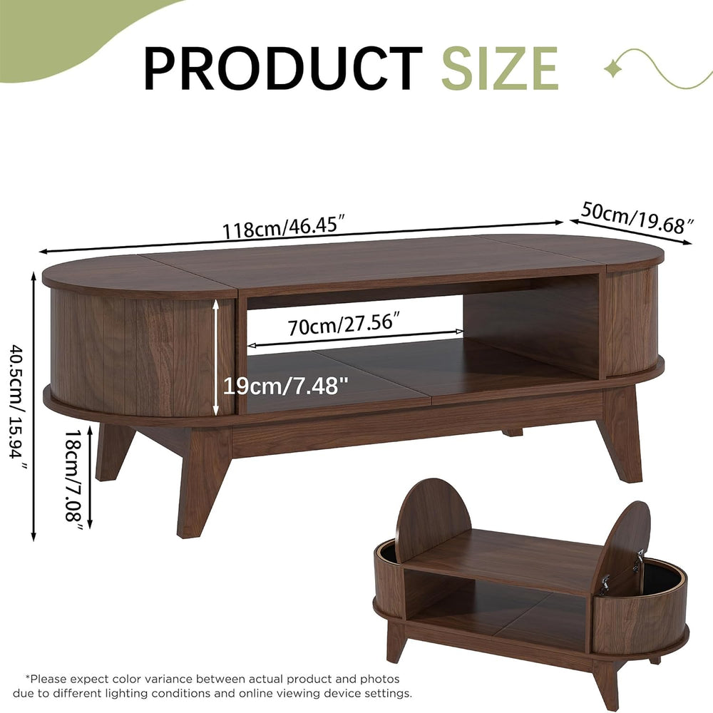 Coffee Table with Storage walnut coffee table with 2 Flip-Top Hidden Lids