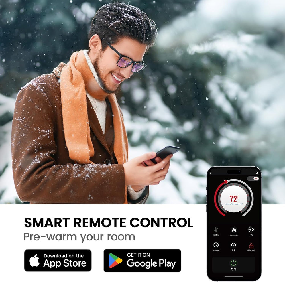 Silonn 60″Smart Electric Fireplace Heater with App & Remote Control, 4777...
