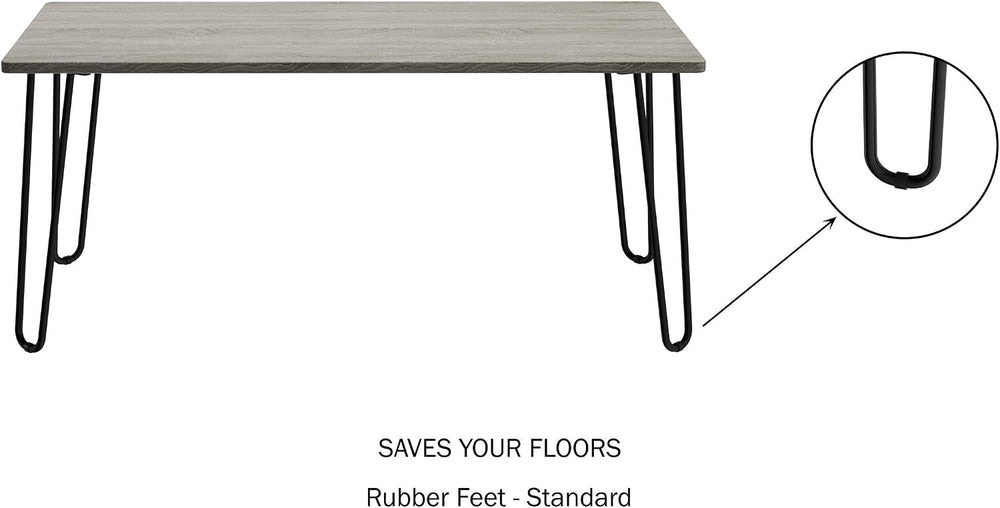 Lavish Home Coffee Table with Hairpin Legs, Gray, 41.25” x 19.5” x 17.75”