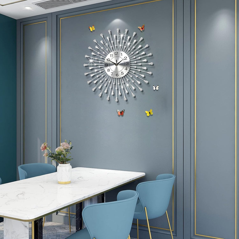 FLEBLE Modern Large Wall Clock for Living Room Decor Clock Battery Operated