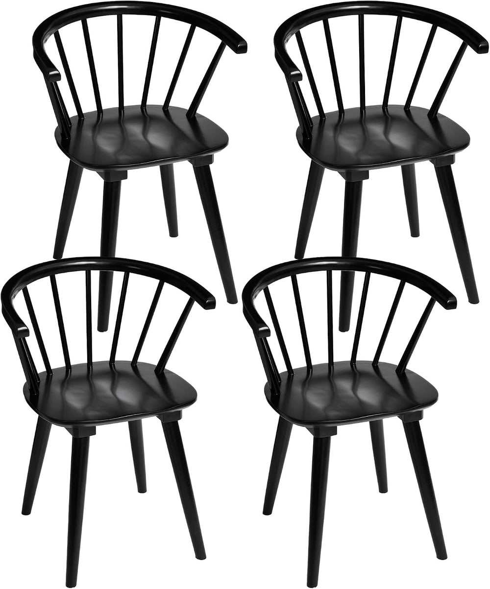 DUHOME Wooden Black Dining Chairs Set of 4, Windsor Dining Room Chairs with A...