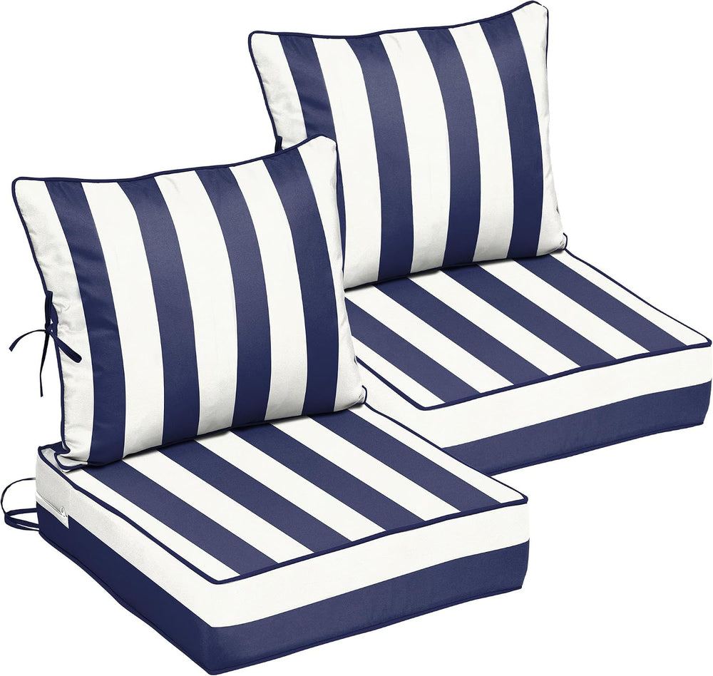 22x24 Outdoor Chair Cushions Set of 2, Waterproof Deep Seat Cushions for Pati...