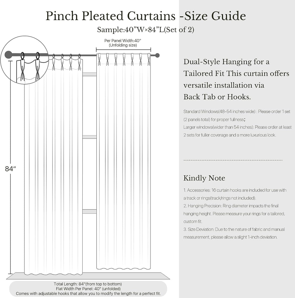 NICETOWN Extra Long Pinch Pleated Linen Curtains with Hooks 9 ft