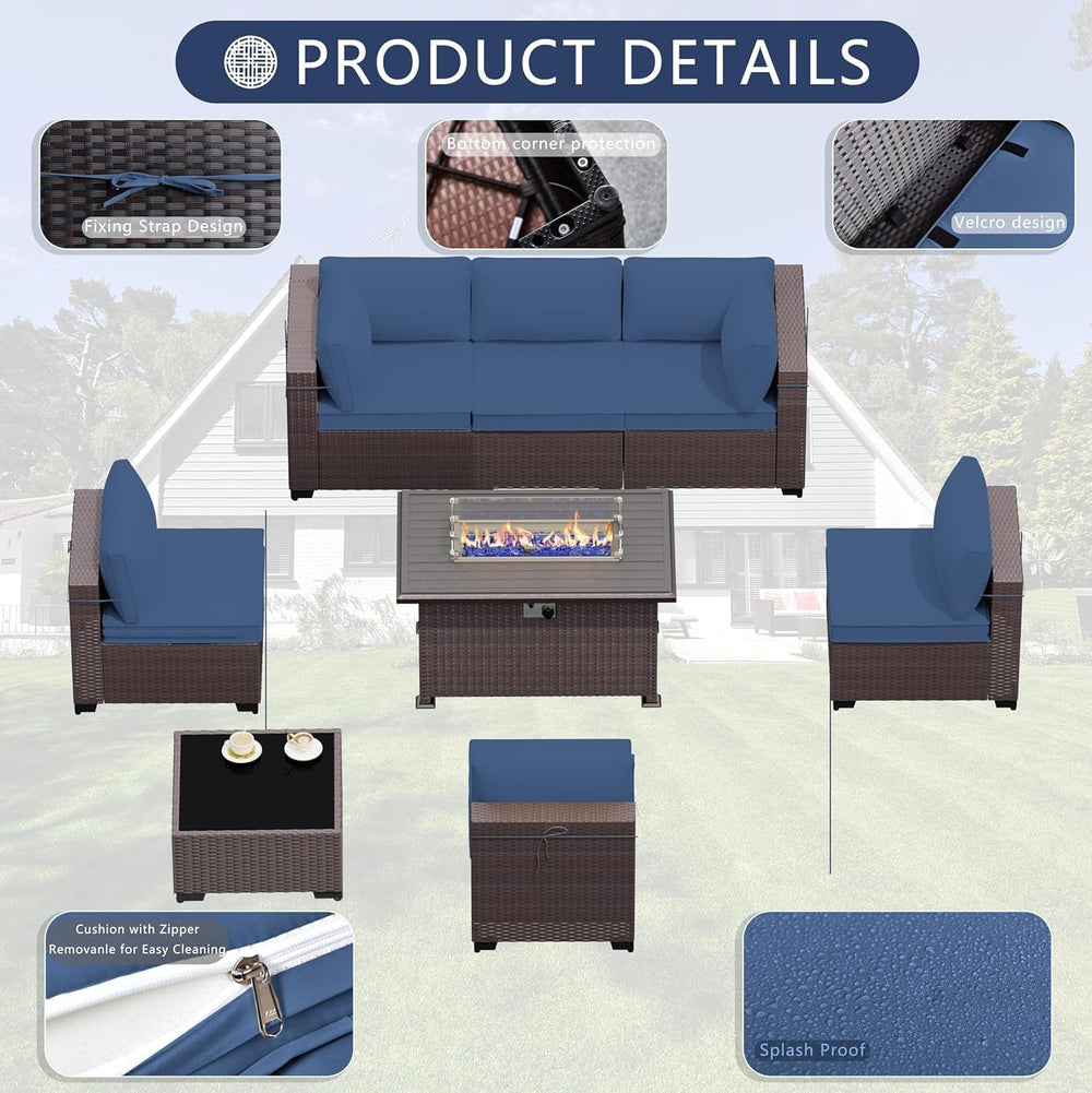 11 Pieces Patio Furniture Set with 2 Swivel Chairs Patio Furniture Outdoor Se...