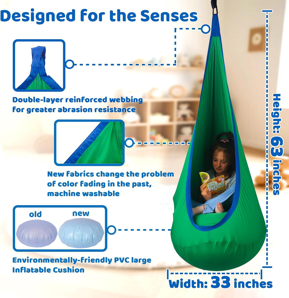 Sensory Pod Swing Hanging Seat Hammock Chair (Green)