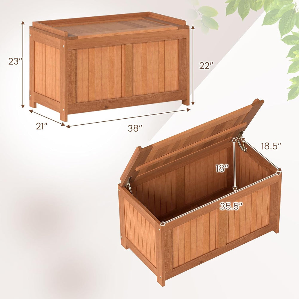 RELAX4LIFE Wood Deck Box, 52 Gallon Backyard Storage Bin Container for Patio ...