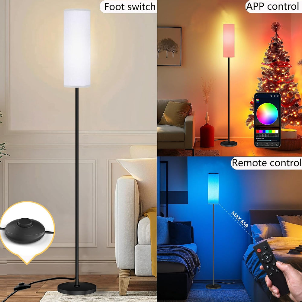 Qaubauyt Smart LED Floor Lamp with APP Control & RGB Colors - Dimmable St...