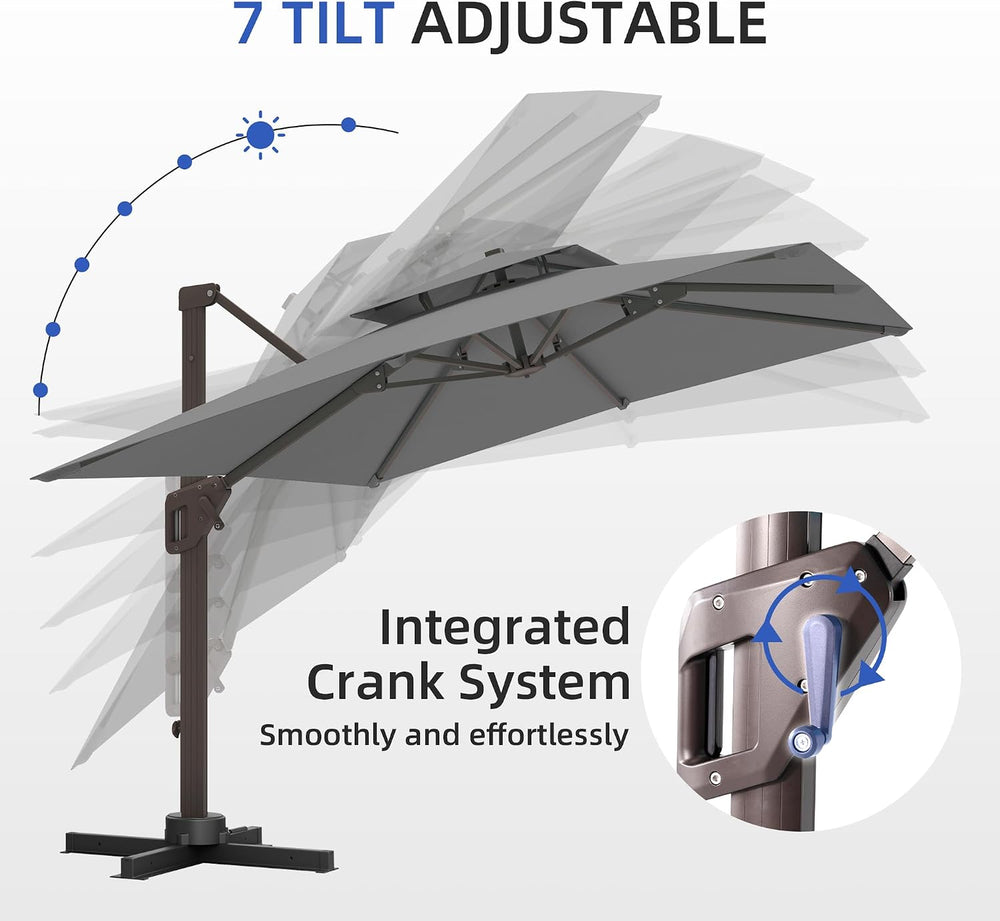 10 X 13 FT Cantilever Patio Umbrella Rectangle Outdoor Umbrellas
