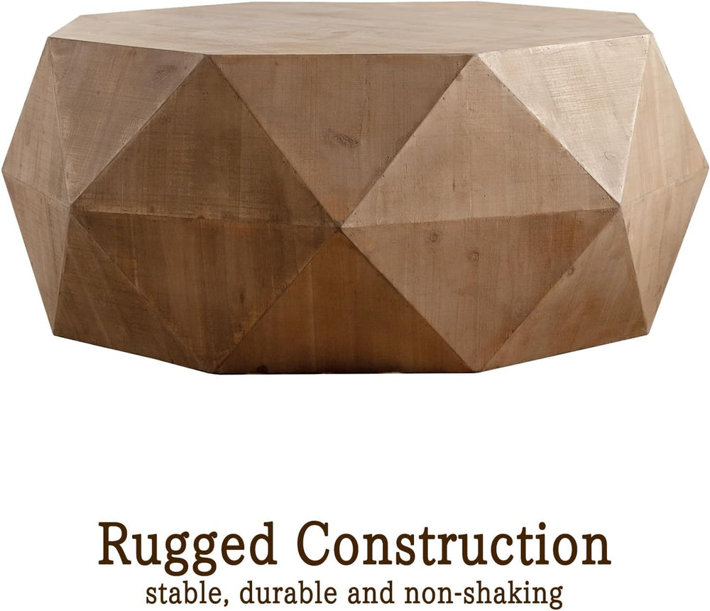 38" Modern Farmhouse Coffee Table, Drum Coffee Table for Office, Dining ...