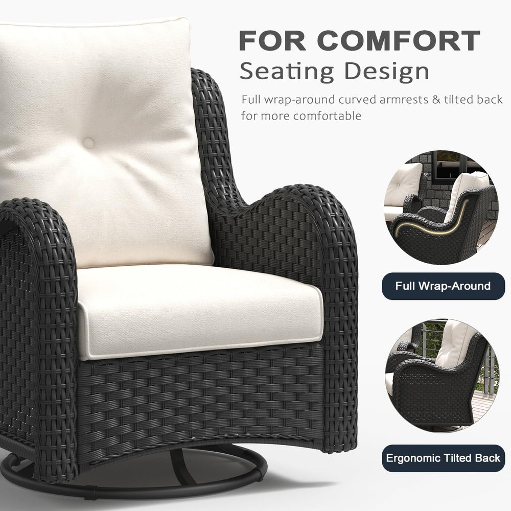 LayinSun 10 Pieces Outdoor Patio Furniture Set with Fire Pit Table, Rattan Wi...