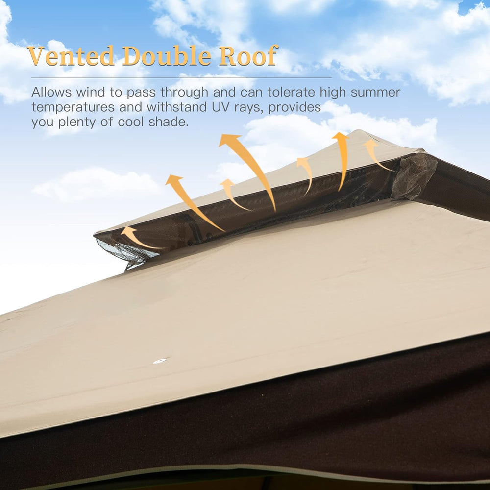 Domi 10' x 13' Outdoor Canopy with Mosquito Netting, Double Roof Soft...