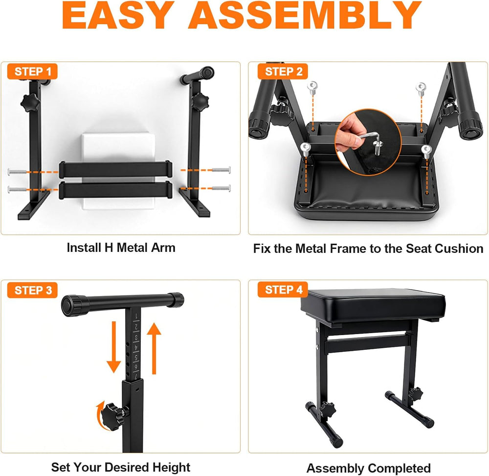 Firstar Adjustable Piano Bench 18.11" to 22.83", Durable Piano Stoo...