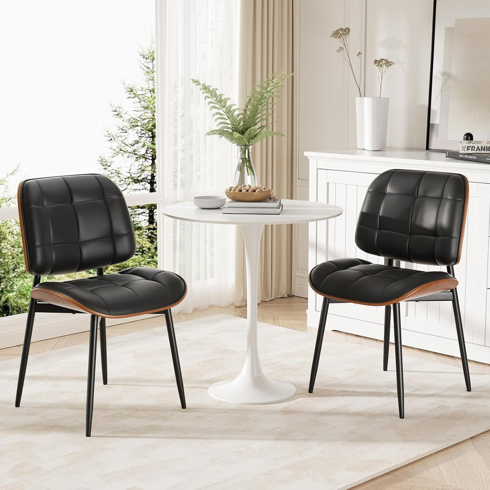 Dining Chairs Set of 2, Mid Century Modern Dining Room Chair, Upholstered Fau...