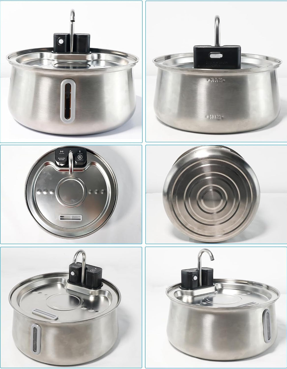 CEESC Cordless Cat Water Fountain, Stainless Steel, 4L/135oz for Cats/Dogs
