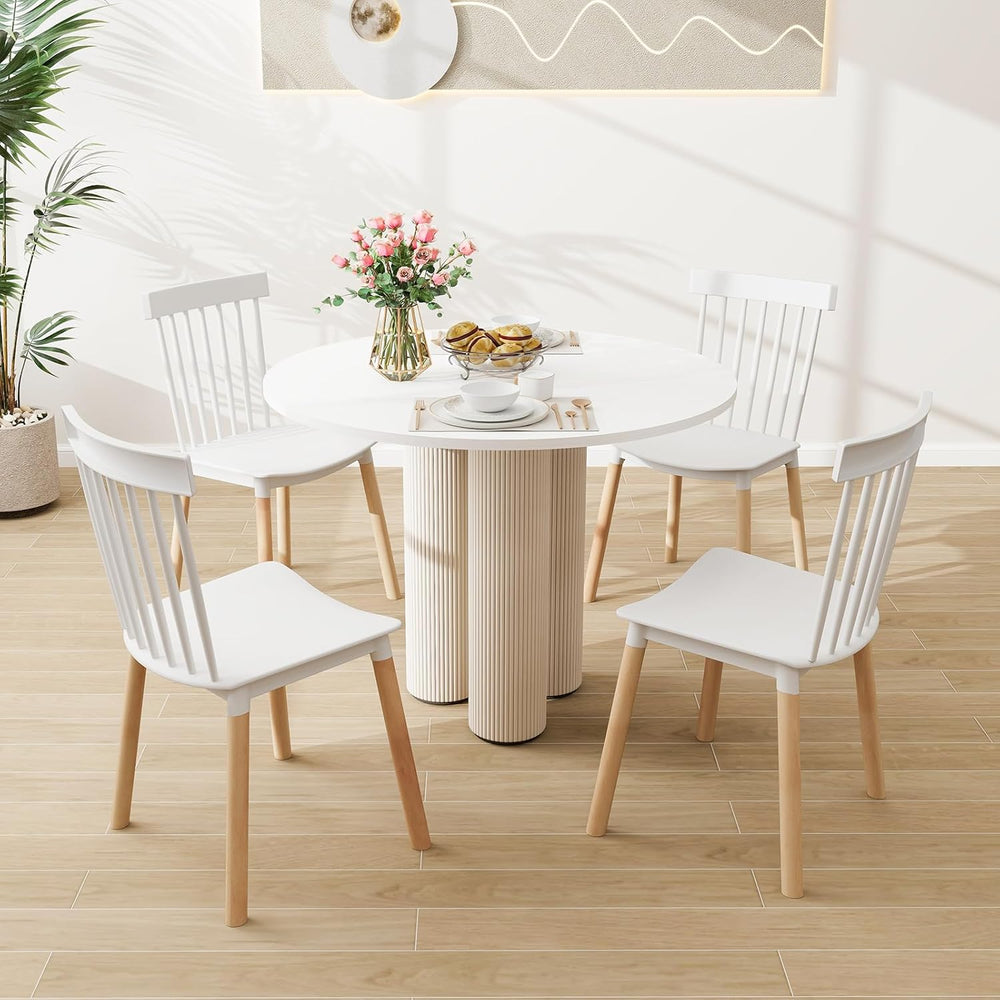 Giantex Set of 4 Windsor Dining Chairs White, Modern Kitchen Chairs w/Spindle...