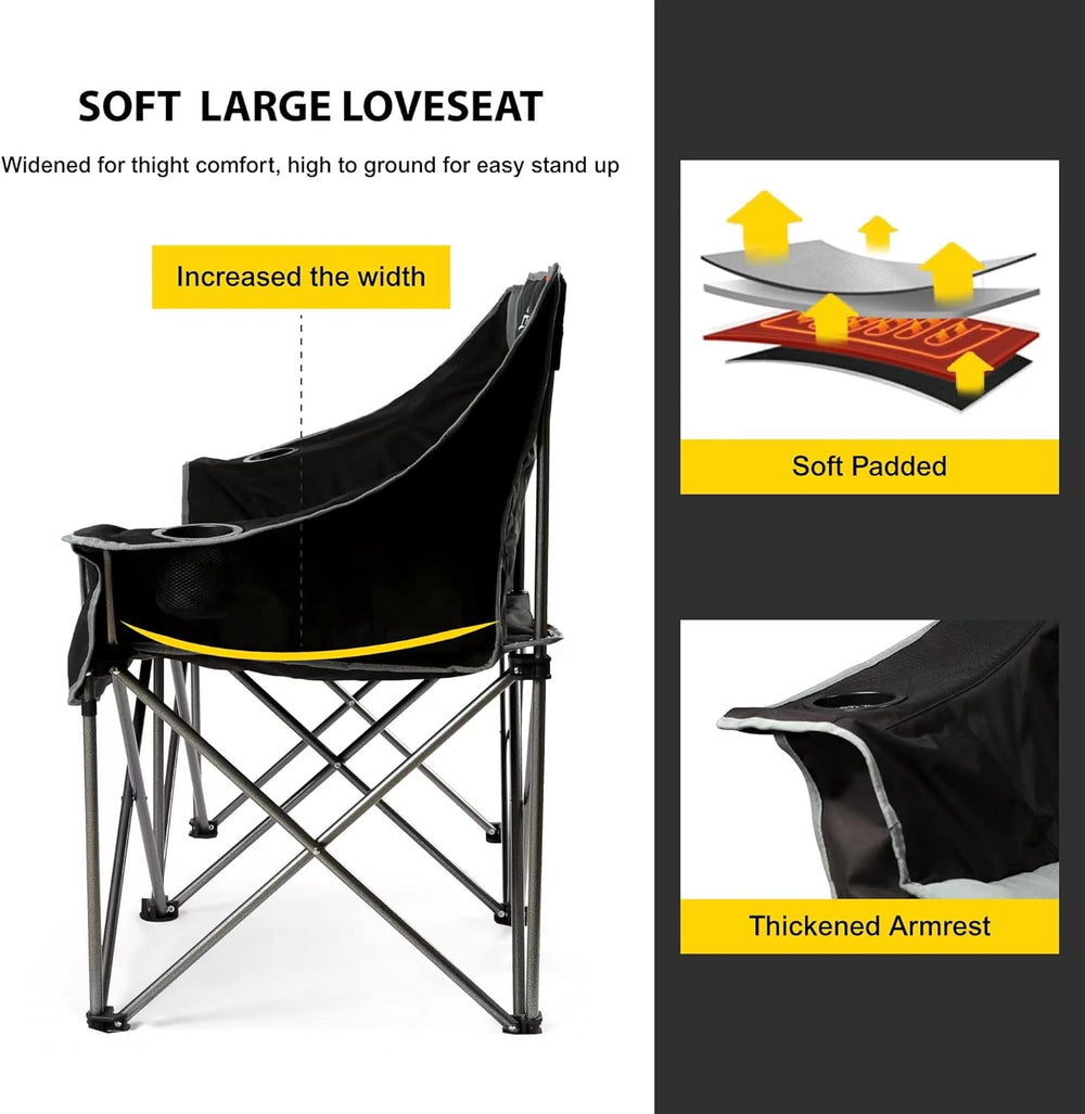 FAIR WIND Oversized Fully Padded Camping Chair Folding Loveseat Camping Couch...