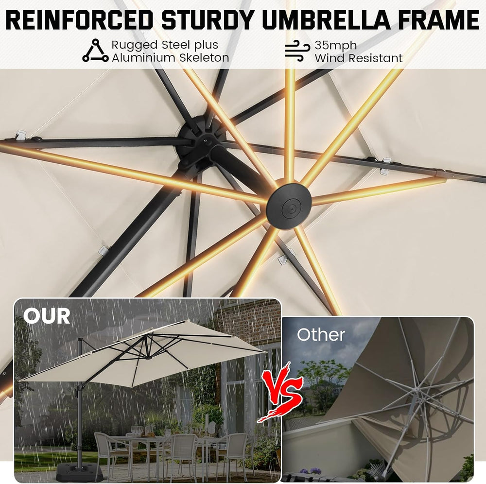 Hoteel Outdoor Patio Umbrella - 10ft Cantilever Umbrella for Patio Heavy Duty...