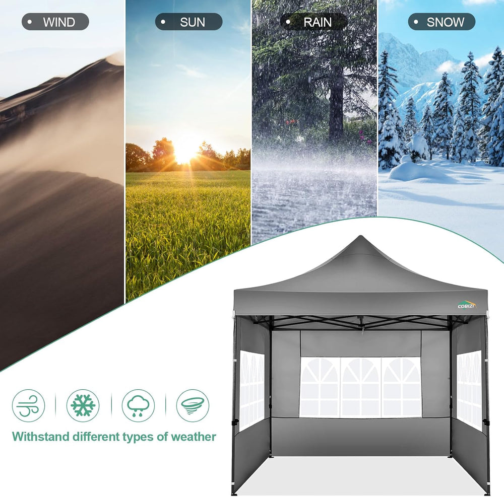 COBIZI 10x10 Heavy Duty Pop up Canopy Tent with Sidewalls Commercial Canopy