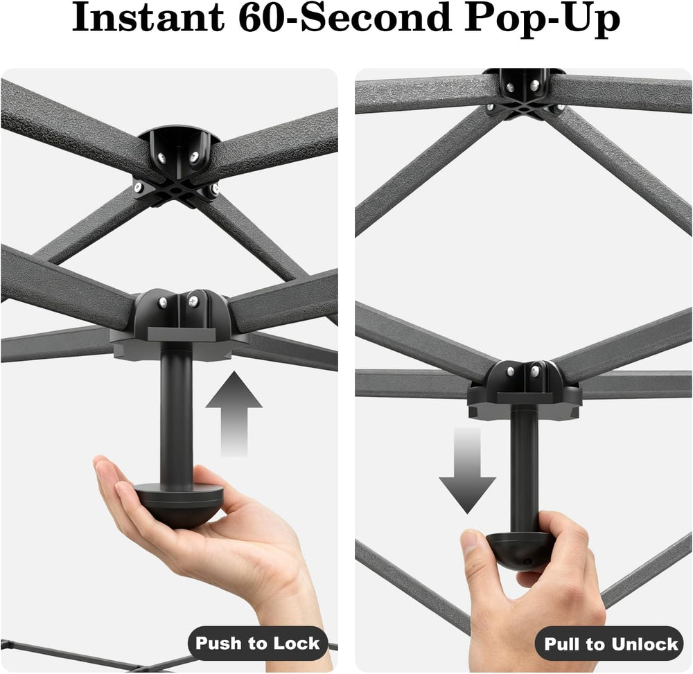 10x10 Pop Up Canopy with Sidewall, One Push Easy Setup,Dark Gray