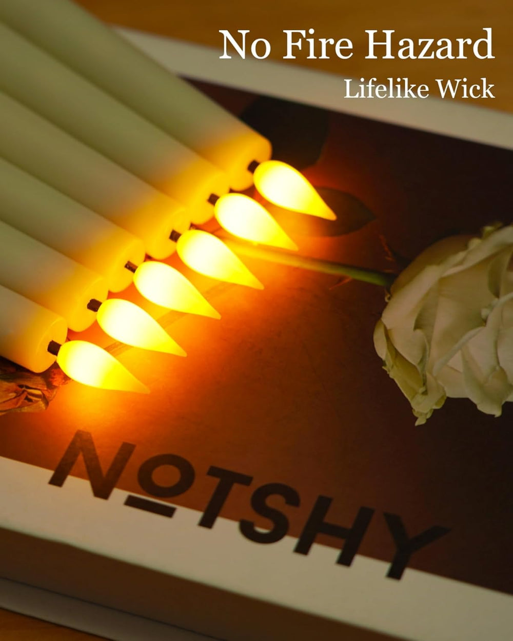 Homemory 24 Pcs Waxy Flameless Taper Candles with Remote, Led Flameless Candl...