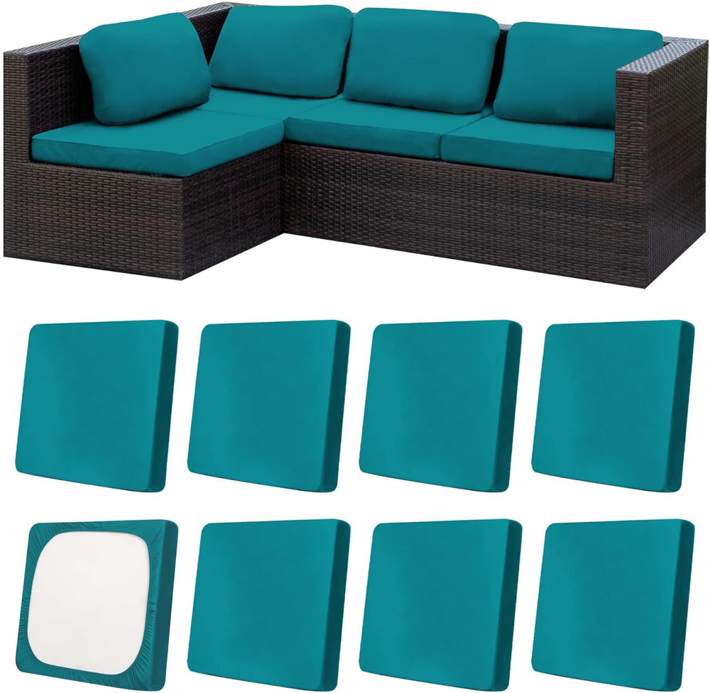 8Pcs Patio Cushion Covers, Outdoor Stretch Cushion Covers, Washable