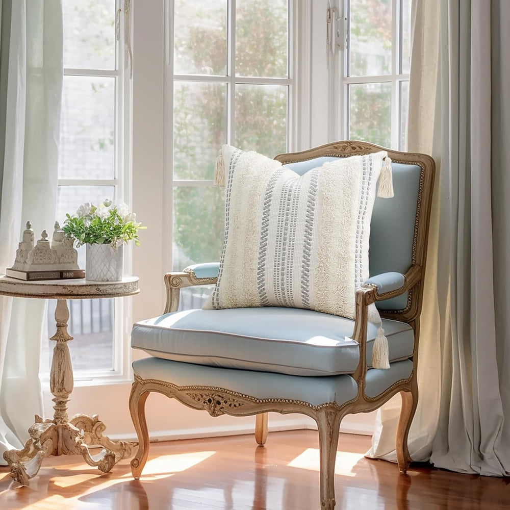 decorUhome Beige and Cream White Throw Pillow Covers 18x18 Set of 2