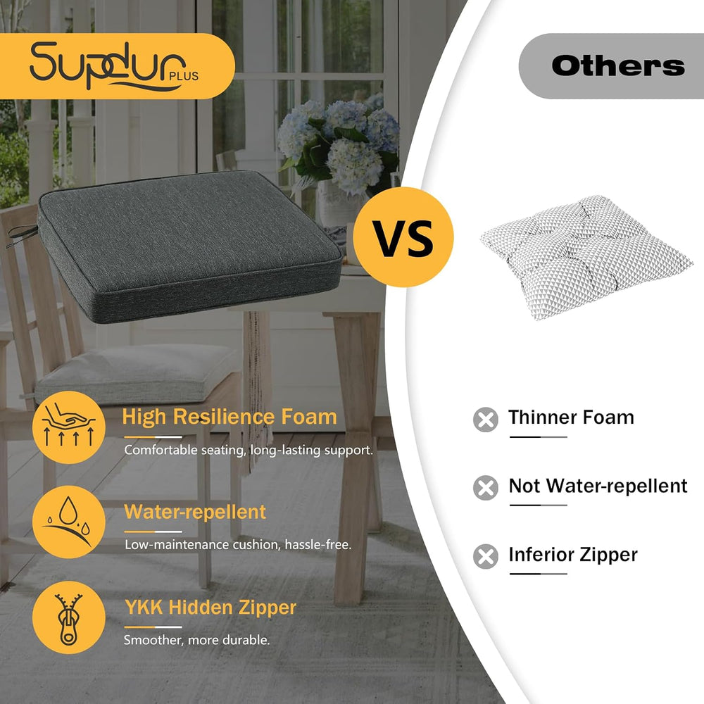 Outdoor Square Corner Seat Cushion, 18.5"x16"x3", Set of 4, No...