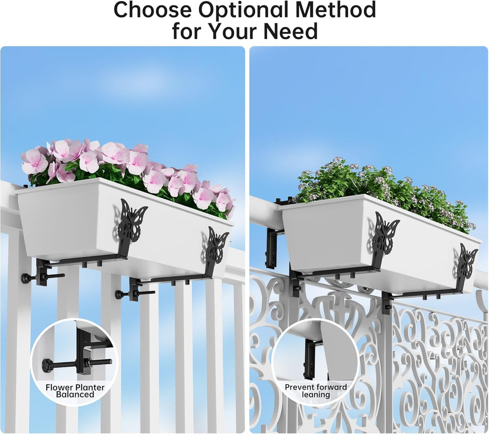 HFHOME Window Box Brackets, Adjustable Planter Box Brackets, Heavy Duty Flowe...