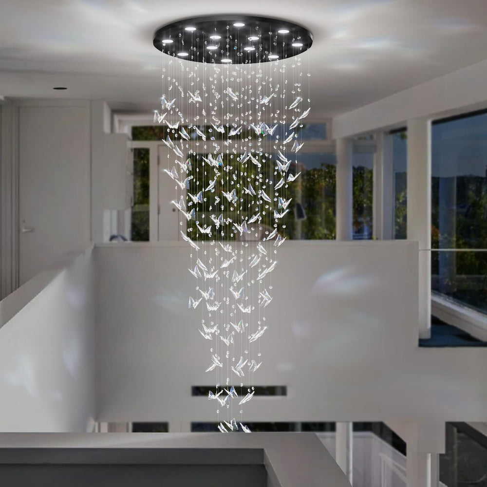 ykolupty H102 High Ceiling Chandelier Modern Crystal Chandeliers Raindrop Cha...