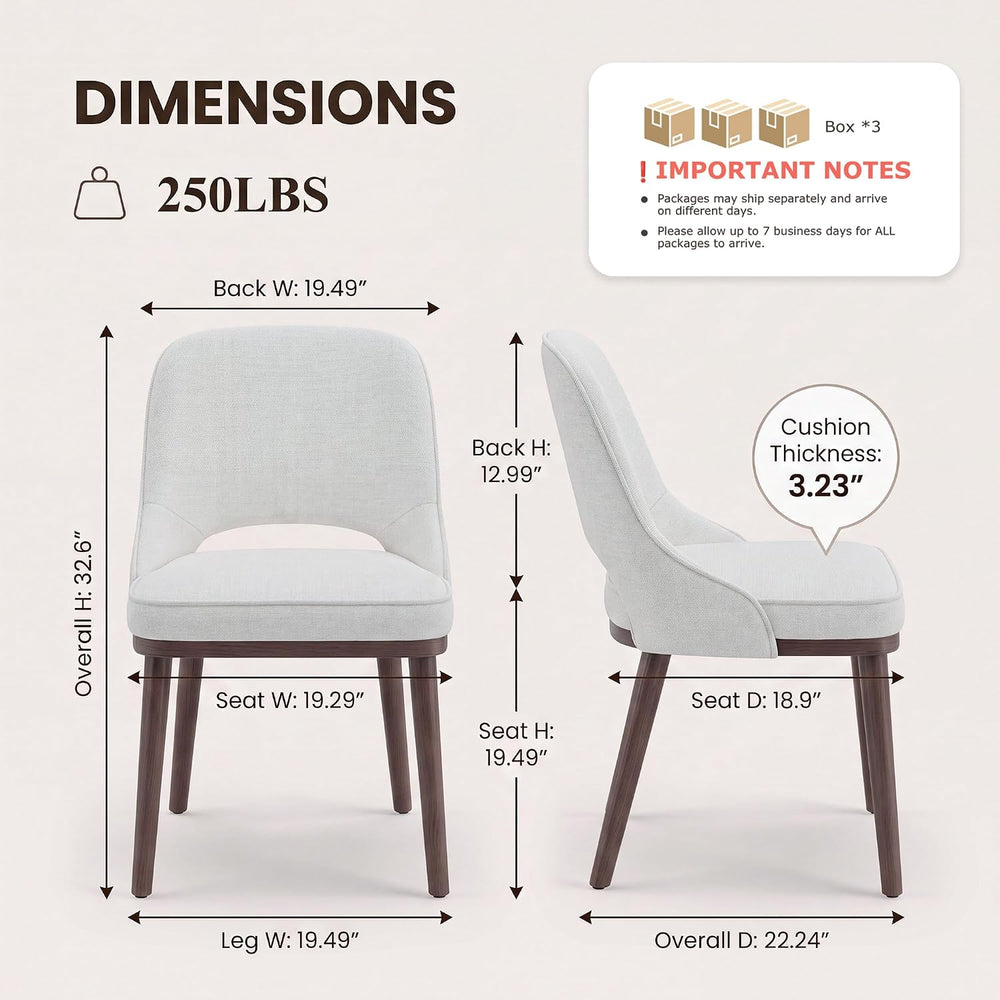 MALOL Wooden Dining Chairs Set of 6, Modern Fabric Upholstered Dining Room Ch...