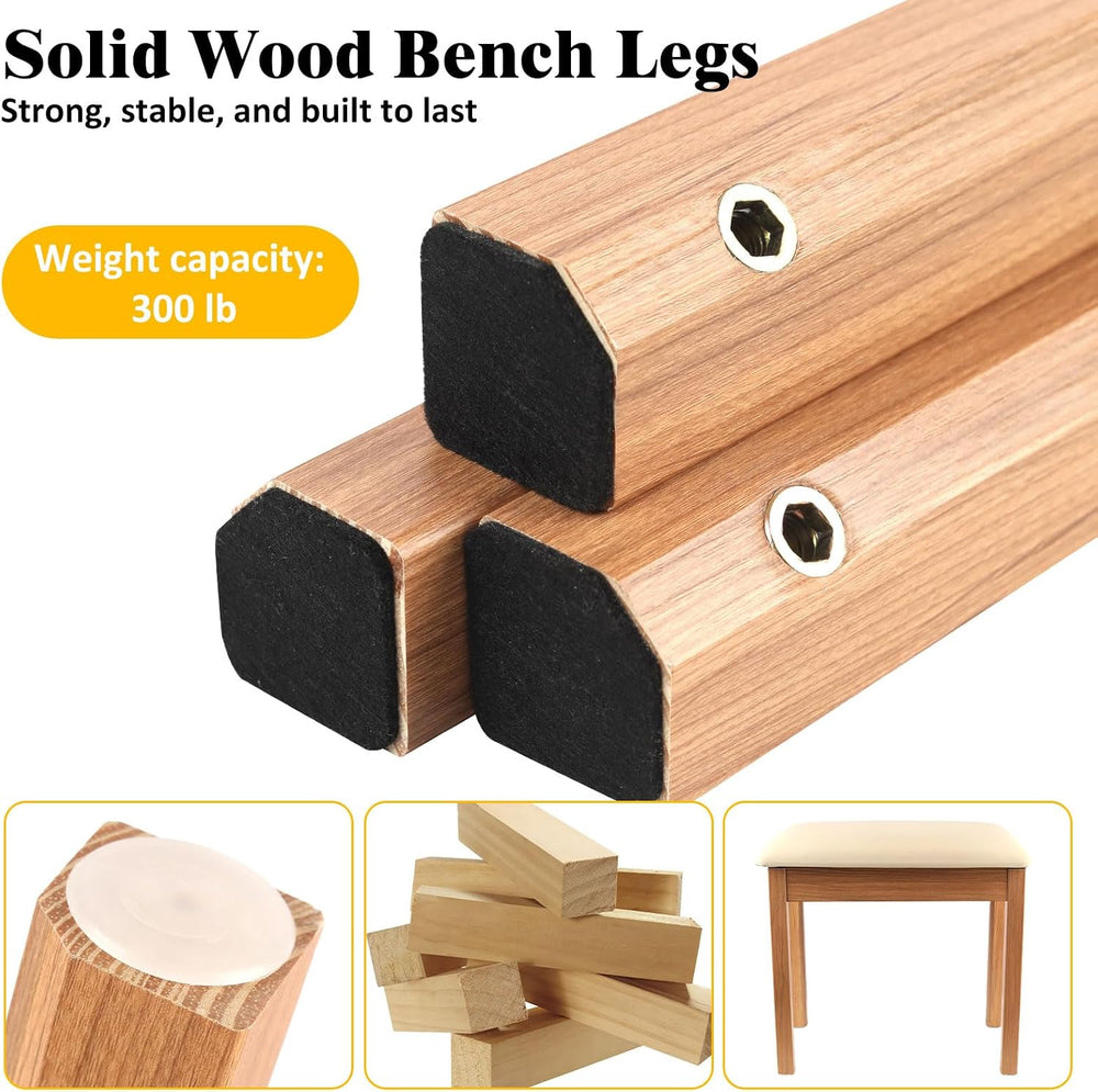 Piano Bench with Storage, Solid Wood Piano Stool Construction & High-Dens...
