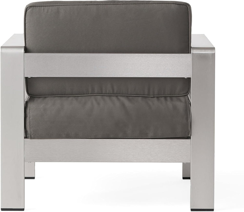 Christopher Knight Home Cape Coral Outdoor Aluminum Club Chairs with Side Tab...