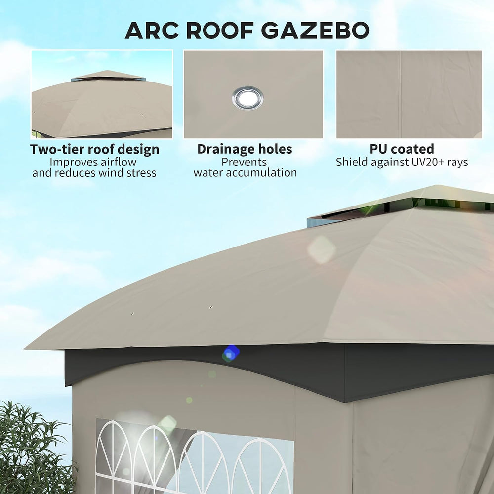 Outsunny 11' x 11' Outdoor Gazebo UV Protected with Curtains Light Gray