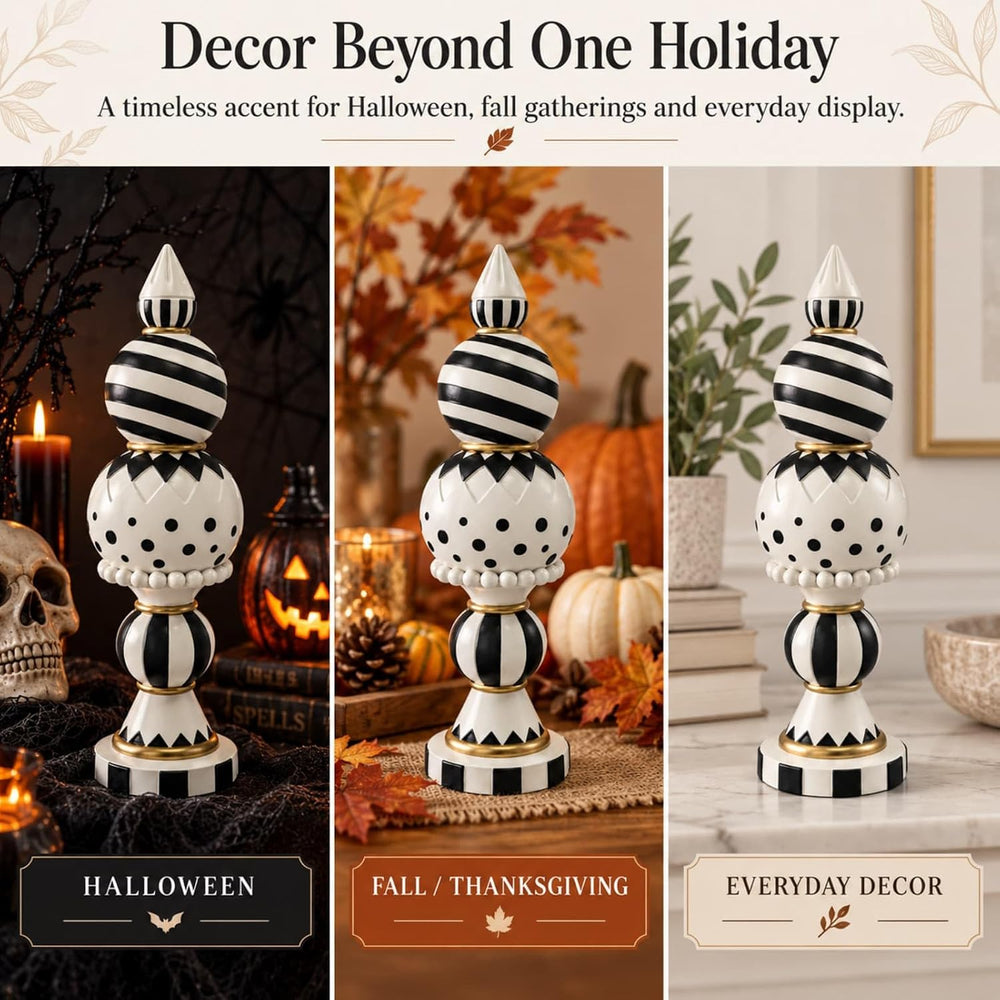 Black and White Checkered Halloween Table Centerpiece Home Decor