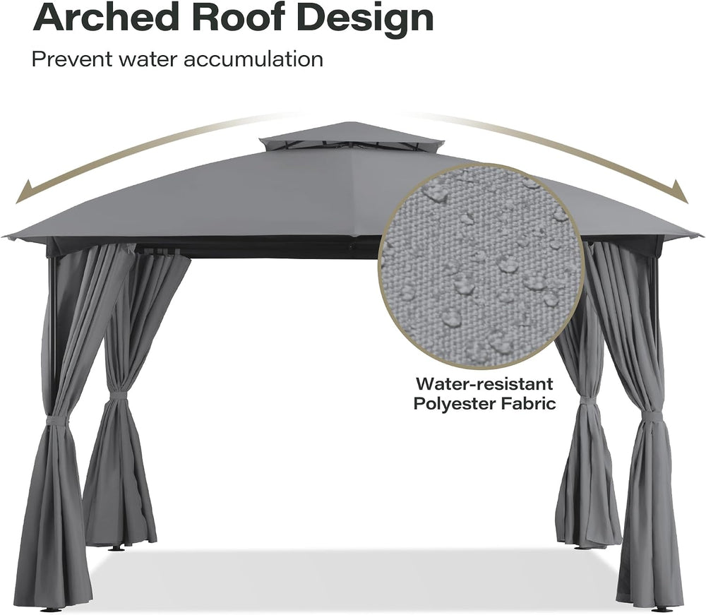 LAUSAINT HOME 10x10 Patio Arc Gazebo Outdoor Canopy Tent with Curtains, Soft ...