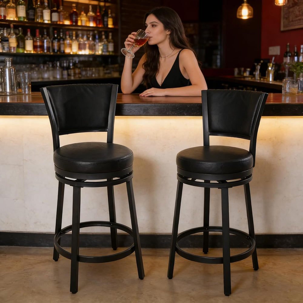 Swivel Bar Stools Set of 2, 25 inch Counter Height Barstools, Modern Metal Sw...
