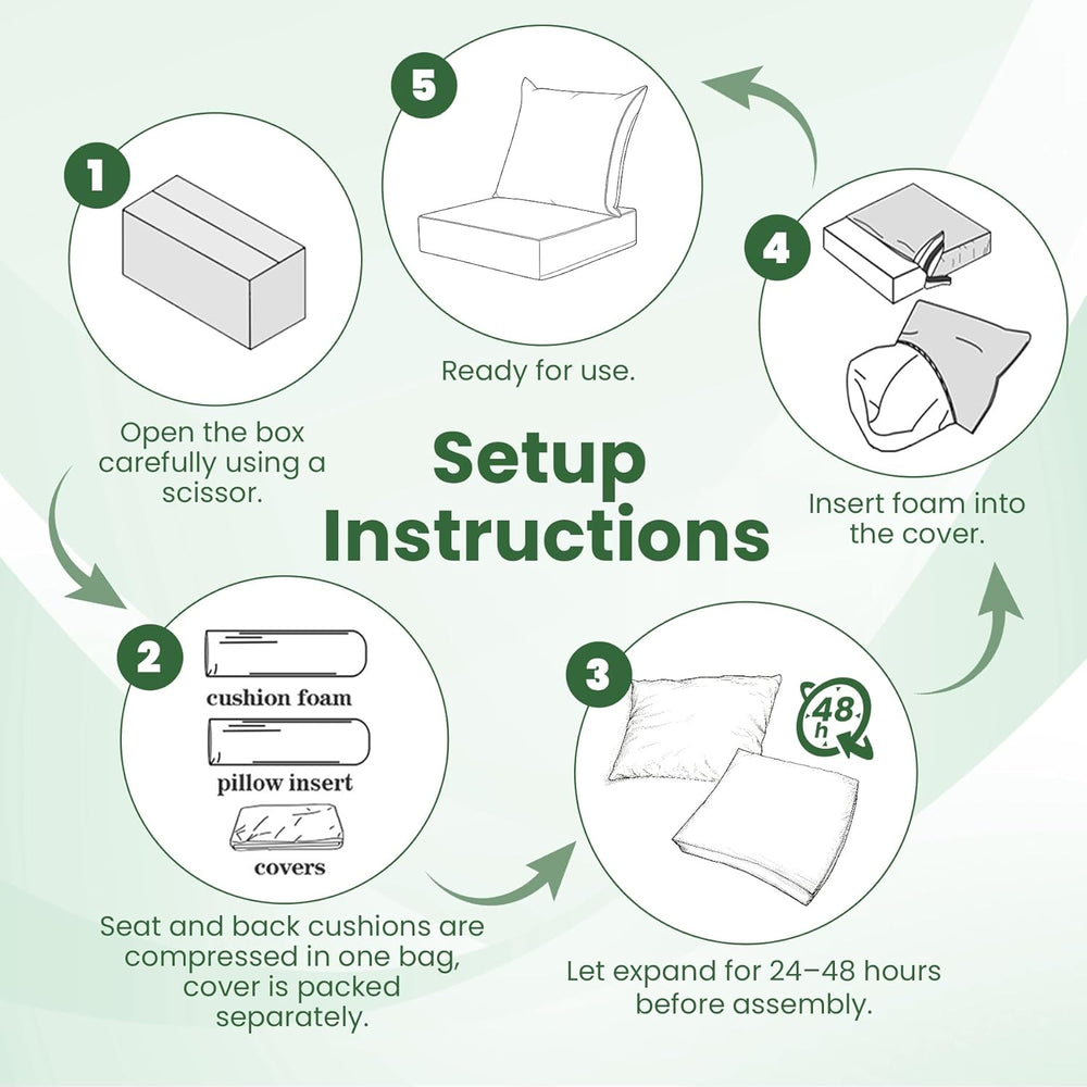 Patio Cushions for Outdoor Furniture, 24x24 Outdoor Couch Cushions, Waterproo...