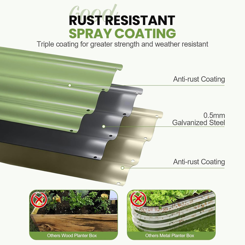 G GOOD GAIN Round Raised Garden Bed Outdoor, 2x2x1ft, 2Pcs, Olive Green