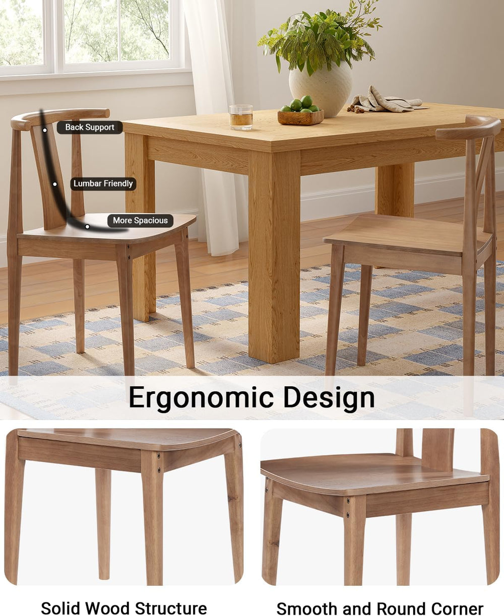 Wood Dining Room Chairs Set of 6, Mid Century Modern Kitchen Chairs Wishbone ...