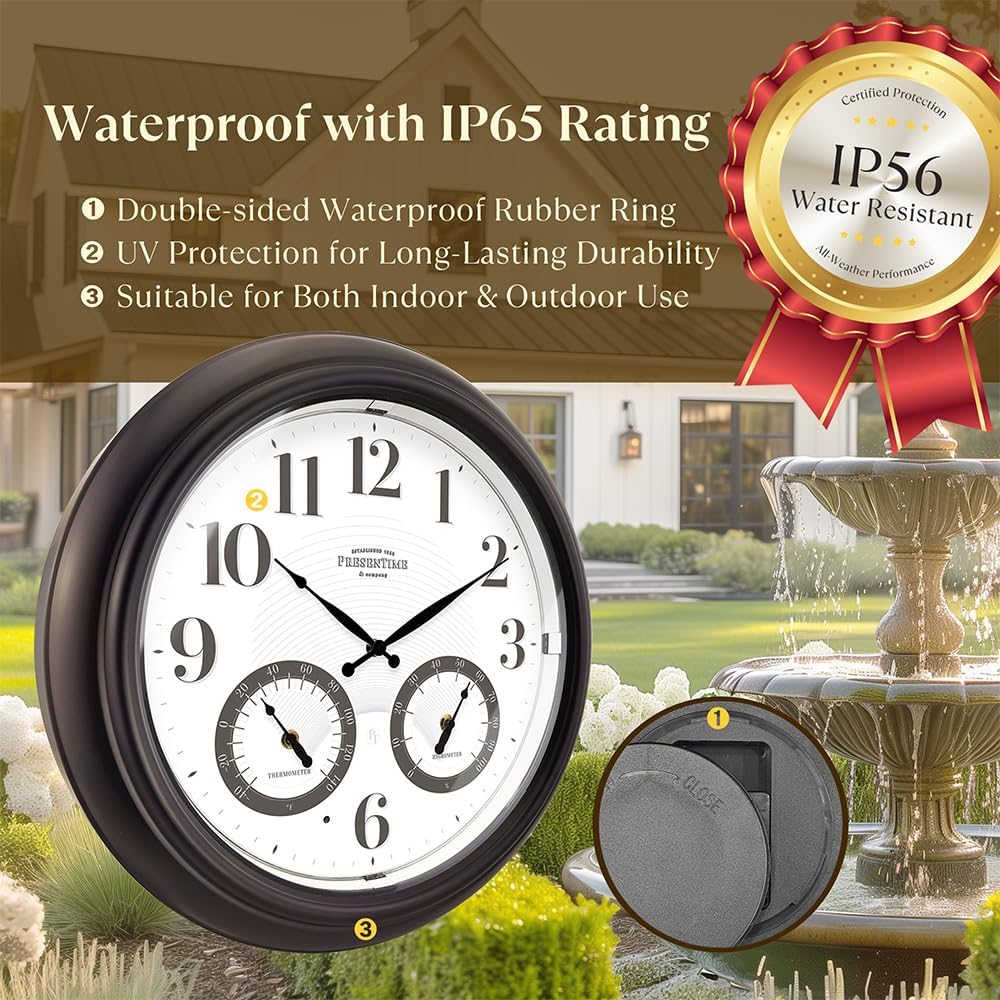 Presentime 18" Illuminated in/Outdoor Clock