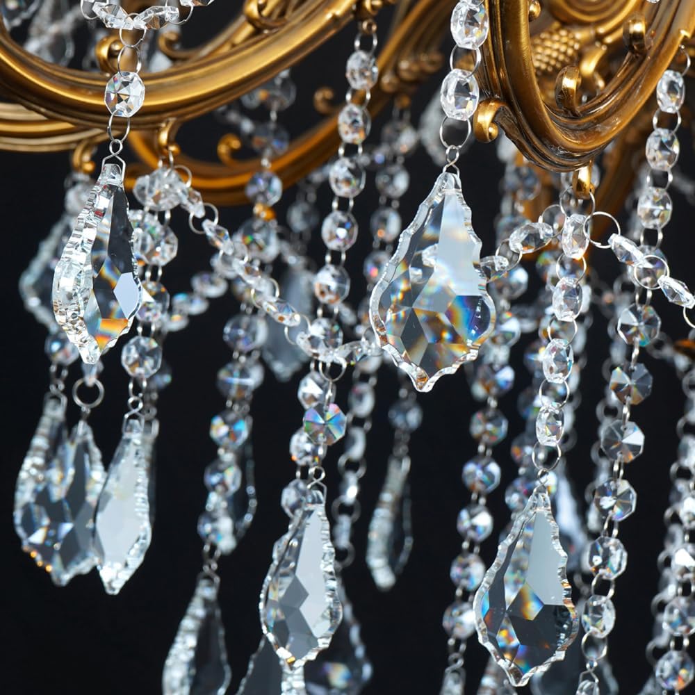 Crystal Chandelier Antique Gold Chandelier Lighting Luxury 23"