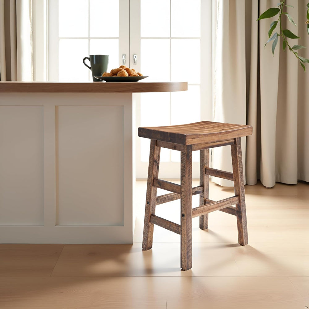 Alaterre Durango Solid Wood Rustic Bar Stool, Natural, 26-Inch