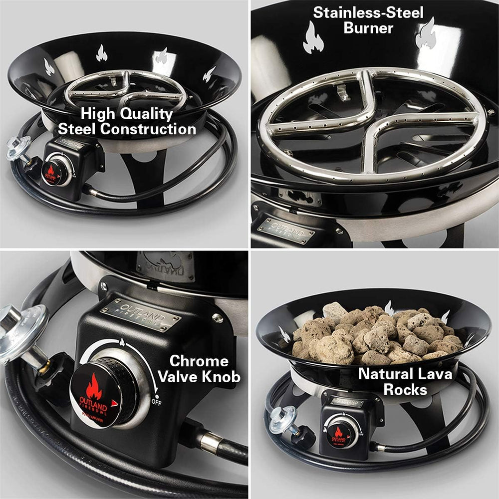 Outland Living Portable Propane Fire Pit, 21-inch, 58,000 BTU with Fire Pit C...