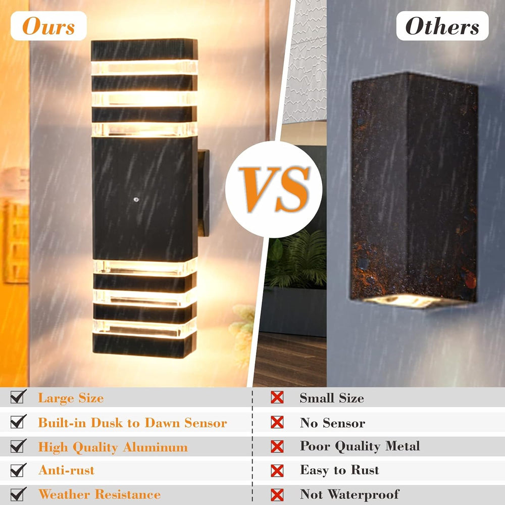 Dusk to Dawn Outdoor Wall Lights 2 Pack, Up and Down Porch Lights Outdoor Wal...