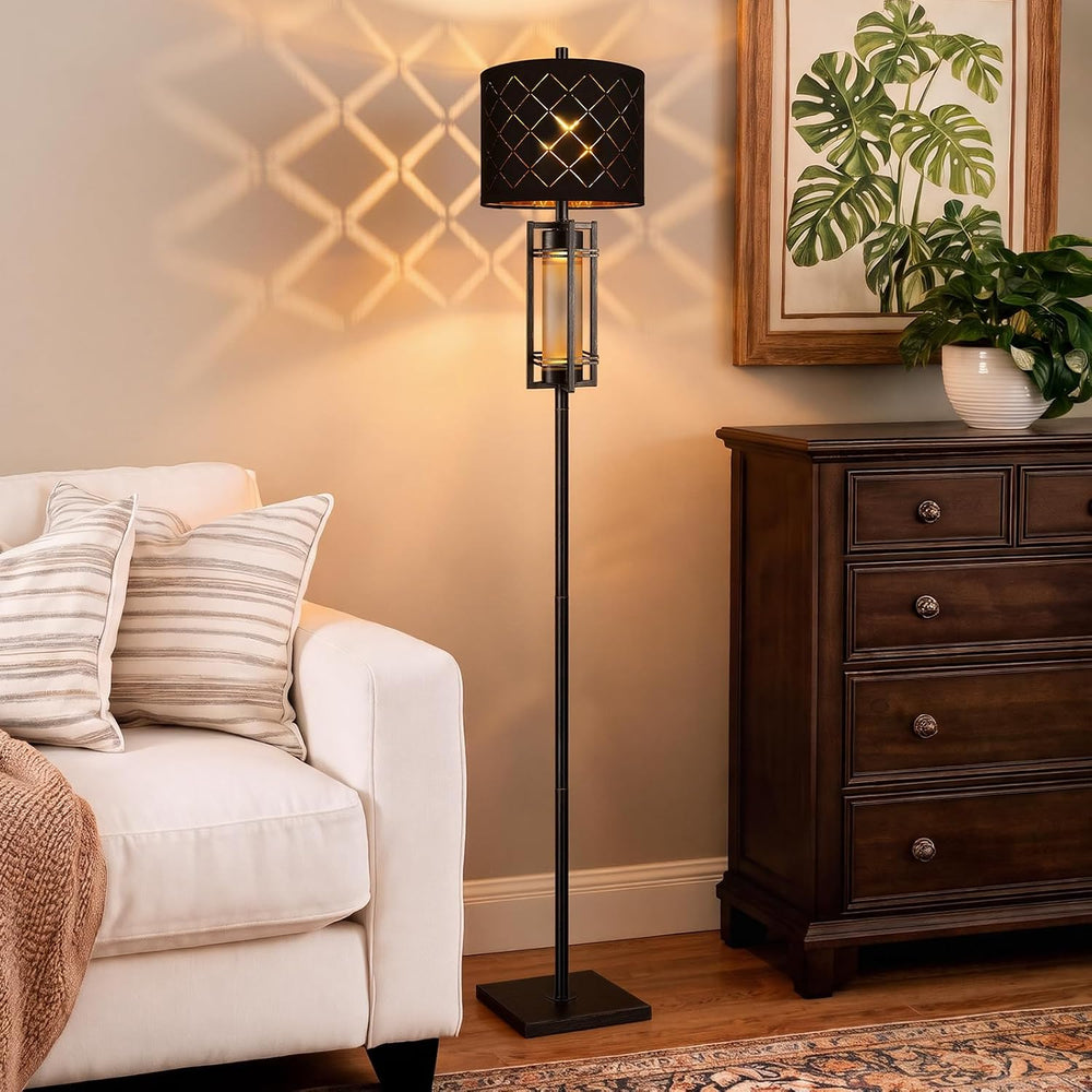74'' Floor Lamp with Nightlight, Modern Black Tall Standing Lamp,Meta...