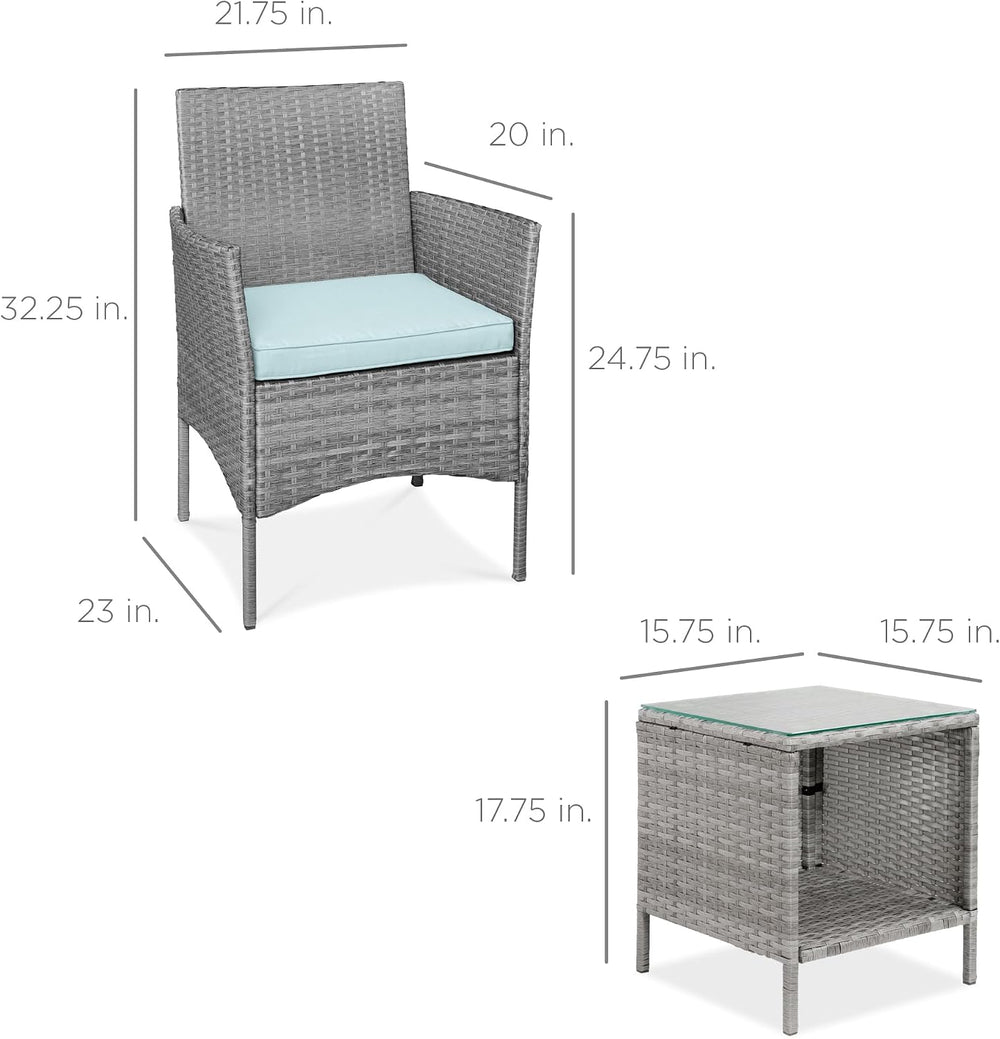 Best Choice Products 3-Piece Outdoor Wicker Conversation Bistro Set, Space Sa...