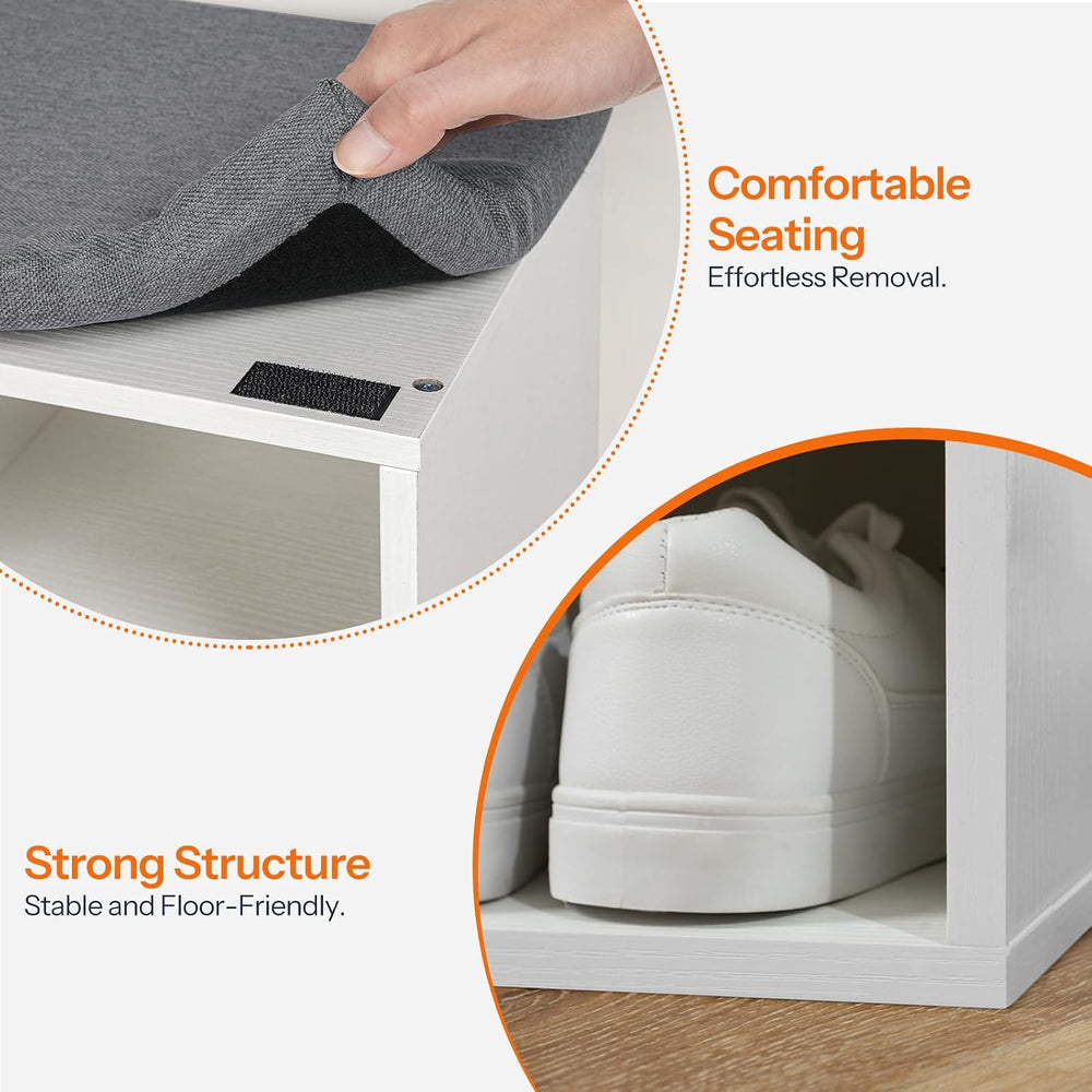 HOOBRO Shoe Storage Bench with Cushion, 39.4" L Entryway Bench with 12 C...
