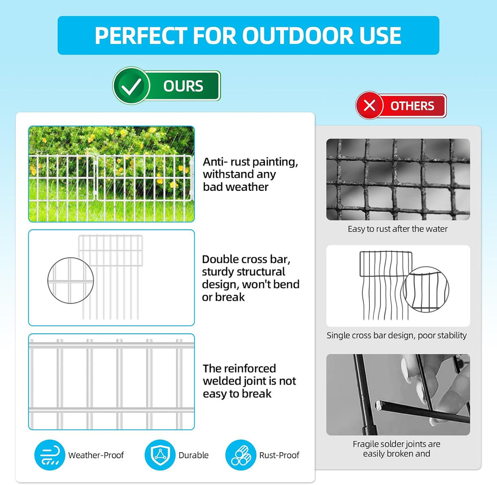 25 Panels Garden Fencing Animal Barrier, 17in (H) X 27ft (L) Dog Dig Fence Ba...
