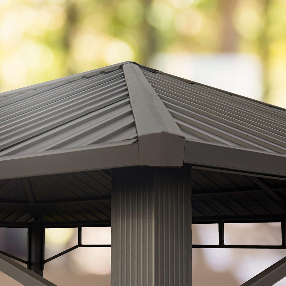 TOOLPORT 10x10 ft Hardtop Gazebo Steel Roof, Champagne